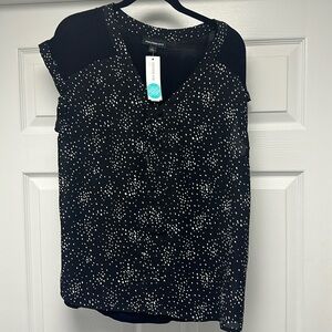 Fortune + Ivy black and white large mixed media top. Brand new with tags.
